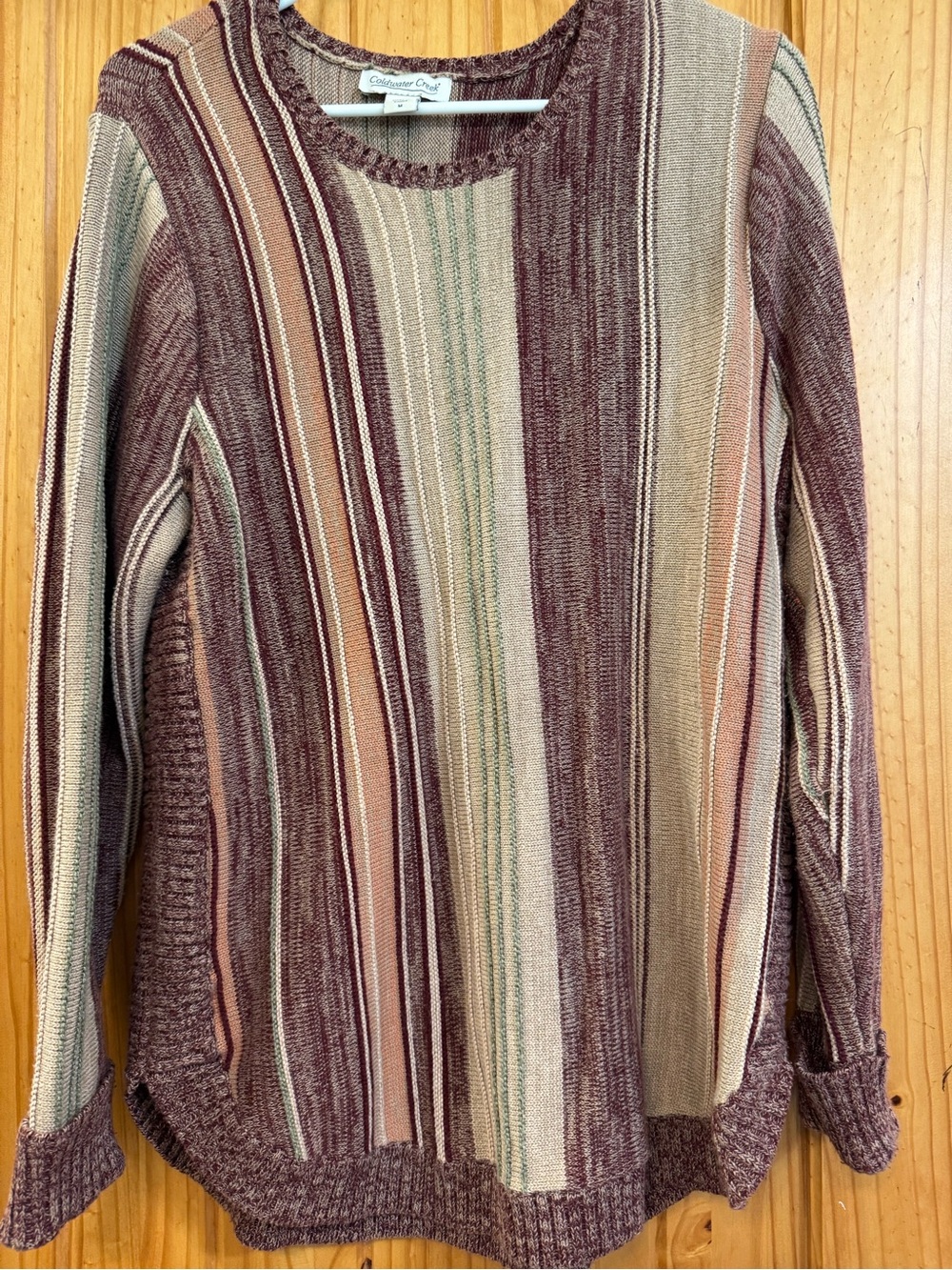 Coldwater Creek Striped Knit Sweater in Mauve, Tan and Cream